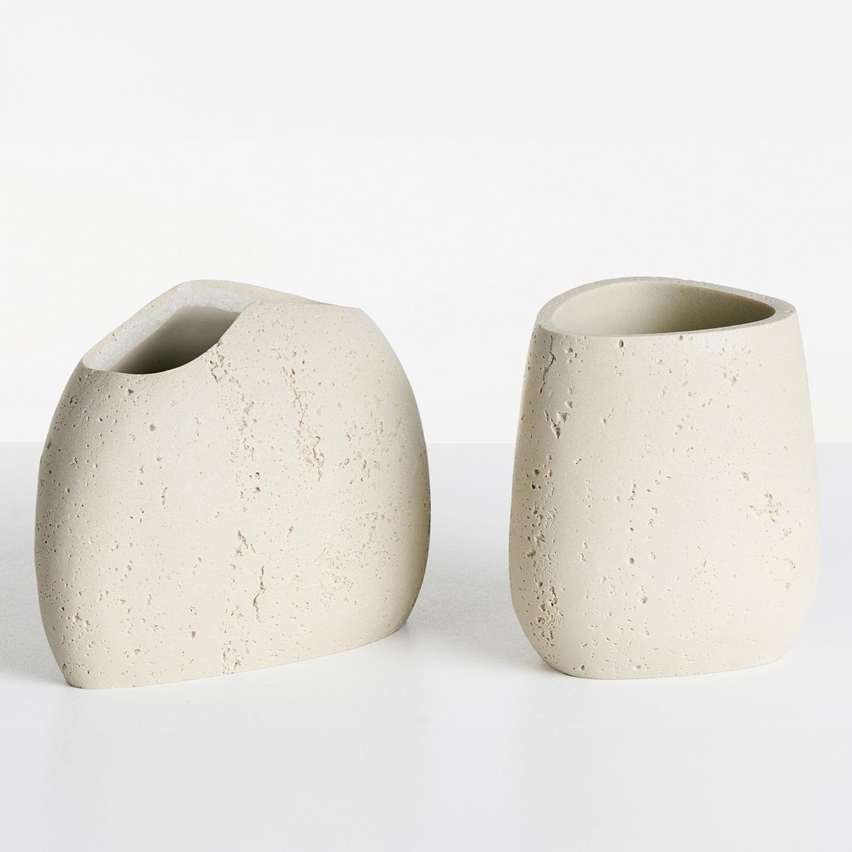 BADACCESSOIRES Set 5-teilig Hellbeige Coata - Beige, Kunststoff (8/10/8cm) - Beliani