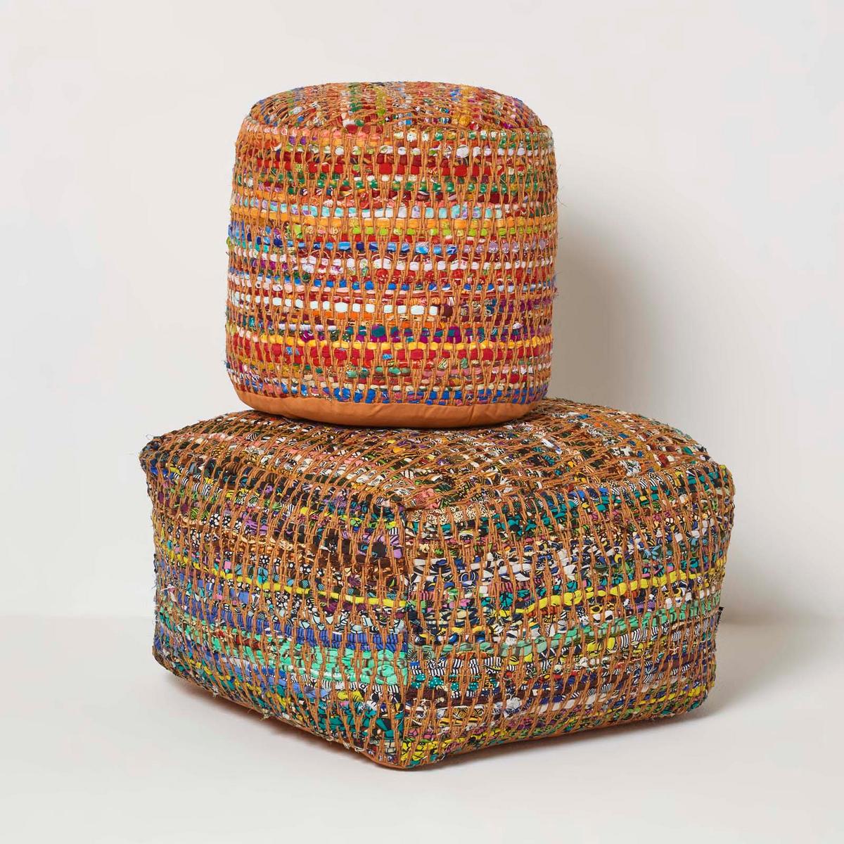 SITZPOUF bunt gemustert 60/60/30 cm - Multicolor, Textil (60/30/60cm) - Homescapes