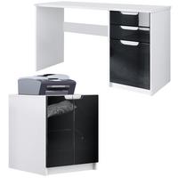 BÜROMÖBELSET Paris Schwarz Hochglanz - Schwarz Hochglanz, Holzwerkstoff (60/180/76cm) - Vladon
