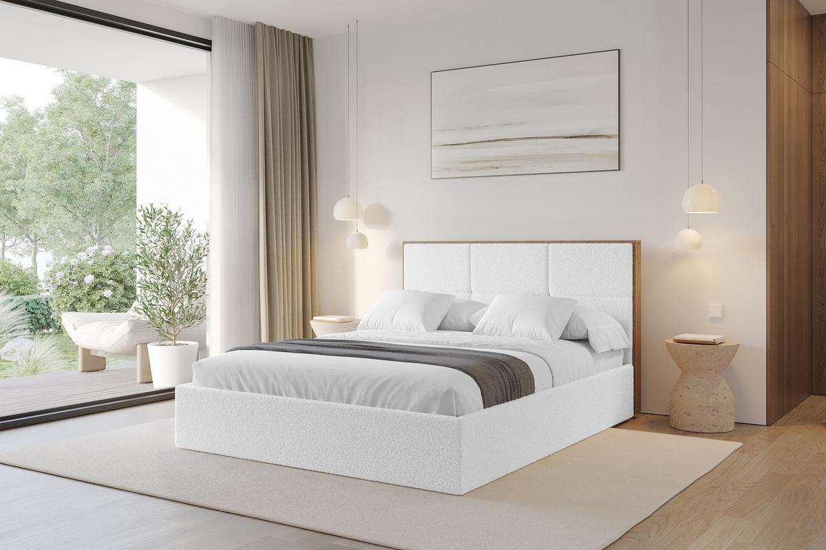 POLSTERBETT mit Bettkasten und Lattenrost, Bett mit Matratze H3/H4 - LILA 180x200 Weiß - Weiß, Holzwerkstoff/Textil (180/200cm) - ALTDECOR