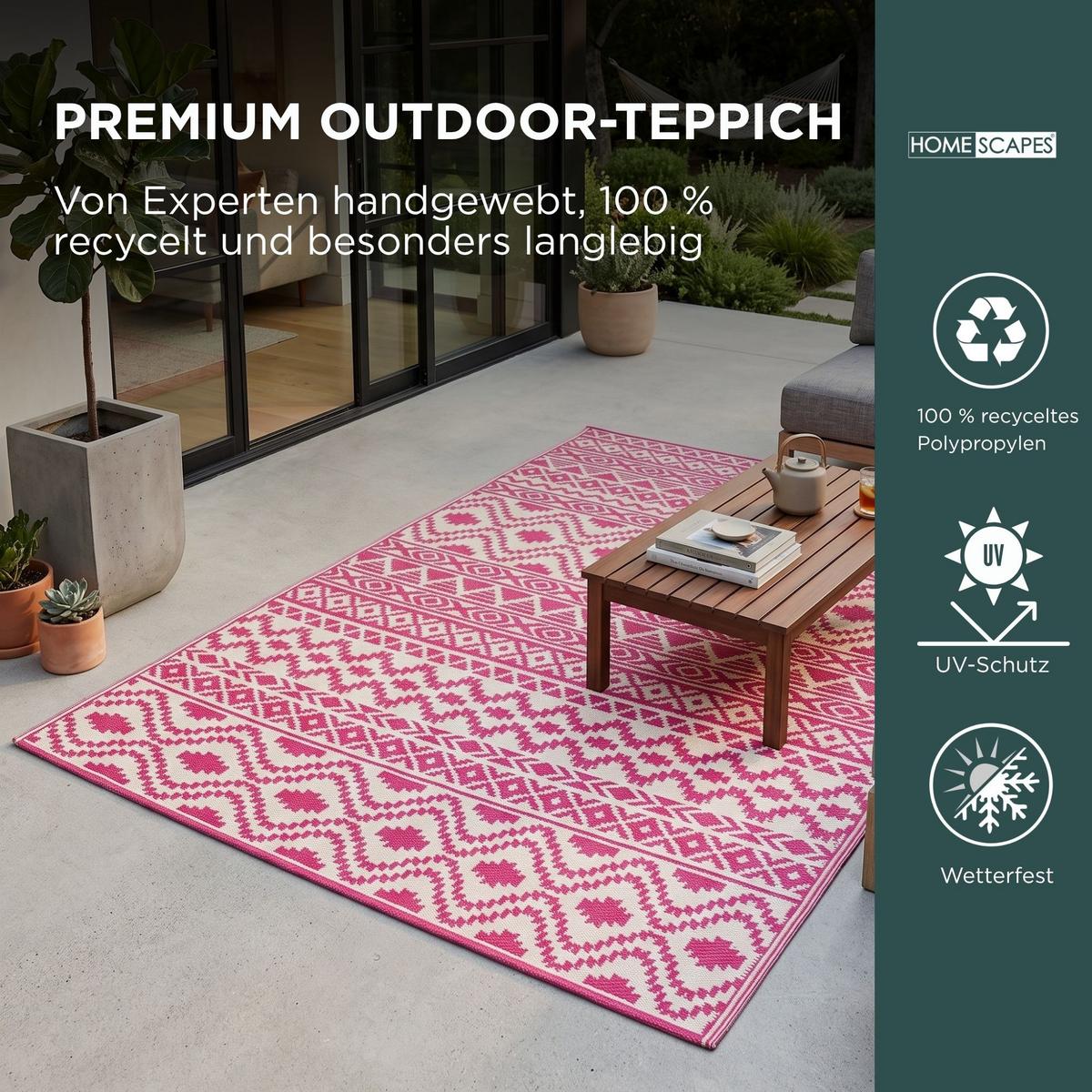 OUTDOORTEPPICH Tia, Ethno-Muster 120/180 cm - Pink, Kunststoff (120/180cm) - Homescapes