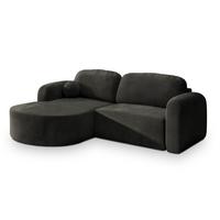 ECKSOFA AMILIA M L-S Schwarz Velours-Stoff mit Schlaffunktion - Schwarz, Holz (263/174cm) - MASSENO