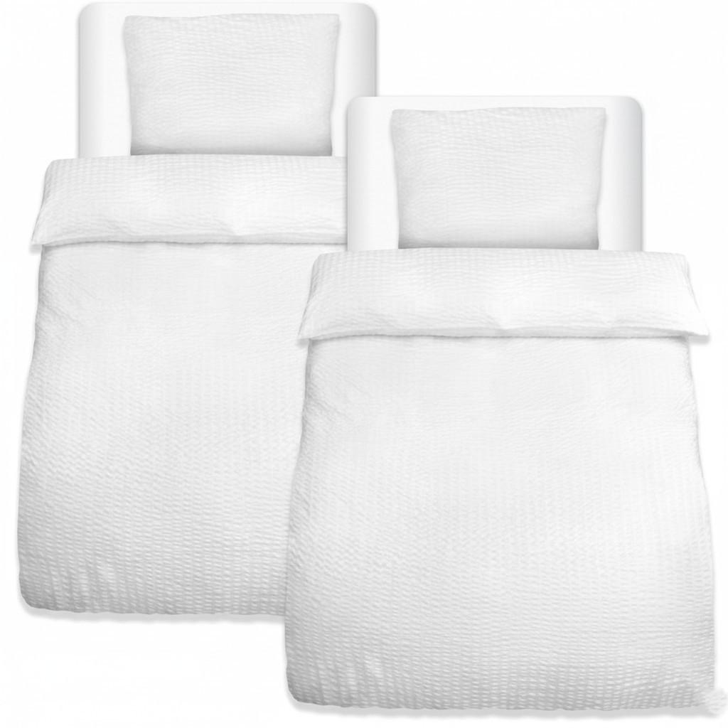 BETTBEZUG Meline 155x220cm + Kissenbezug 80x80cm Weiß Seersucker (4tlg) - Weiß, Textil (155/220cm) - Beautissu 