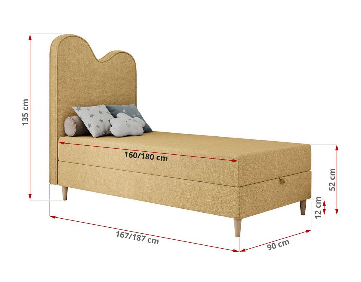 BOXBETT FLOW 90/180 Gelb Struktur - H3 - Gelb, Holz/Textil (90/180cm) - MKS