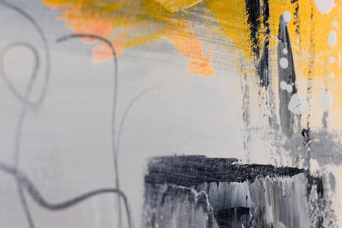 ACRYLBILD HANDGEMALT 102,5/77,5 cm - Orange/Grau, Textil (102.5/77.5cm) - KUNSTLOFT