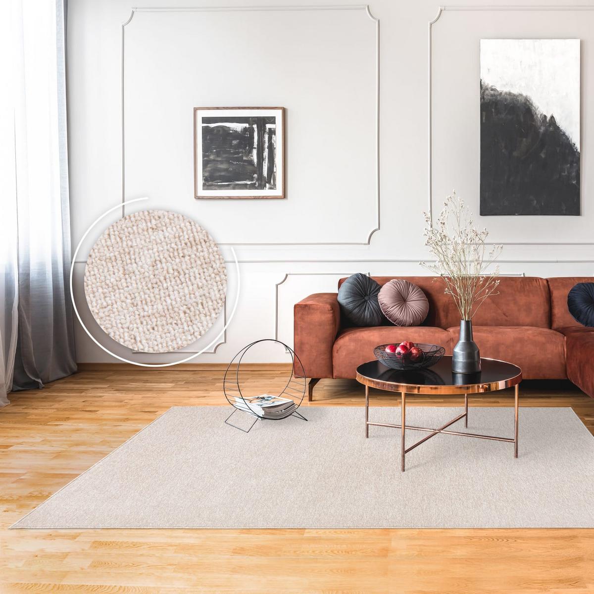 FLACHWEBTEPPICH Waschbar, einfarbig, Creme, 120 x 160 cm - Creme, Textil (160/120cm) - KADIMA DESIGN