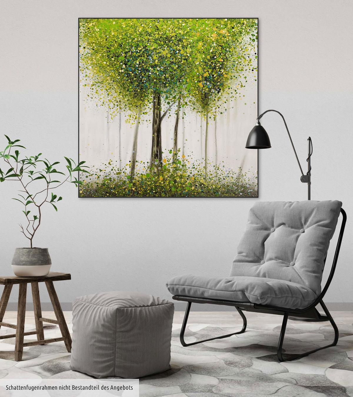 ÖLGEMÄLDE 80/80 cm - Weiß/Grün, Holz/Textil (80/80cm) - KUNSTLOFT