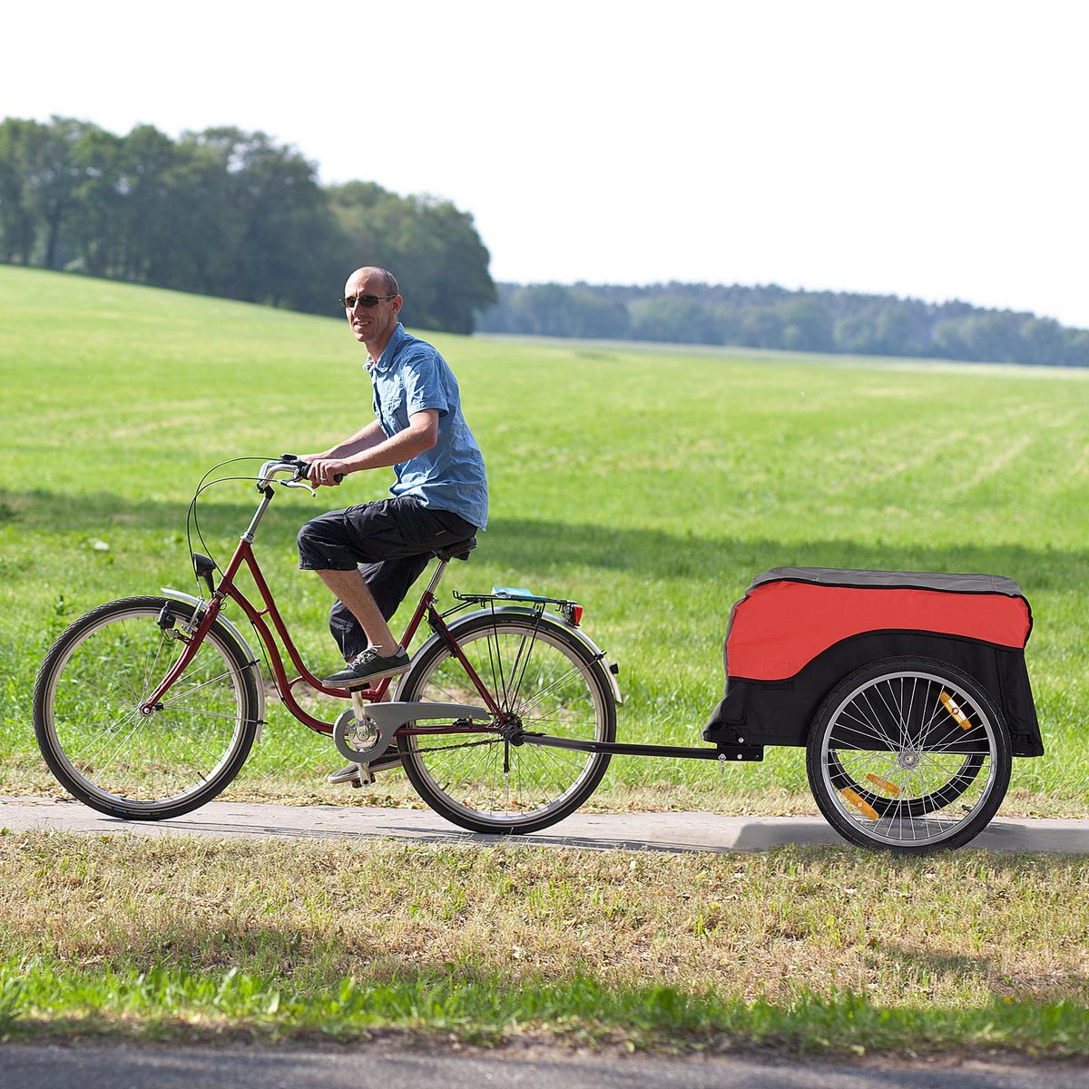FAHRRADANHÄNGER, Stahl, Rot/Schwarz, 130L x 77B x 65H cm - Rot, Metall (77/65/130cm) - HOMCOM