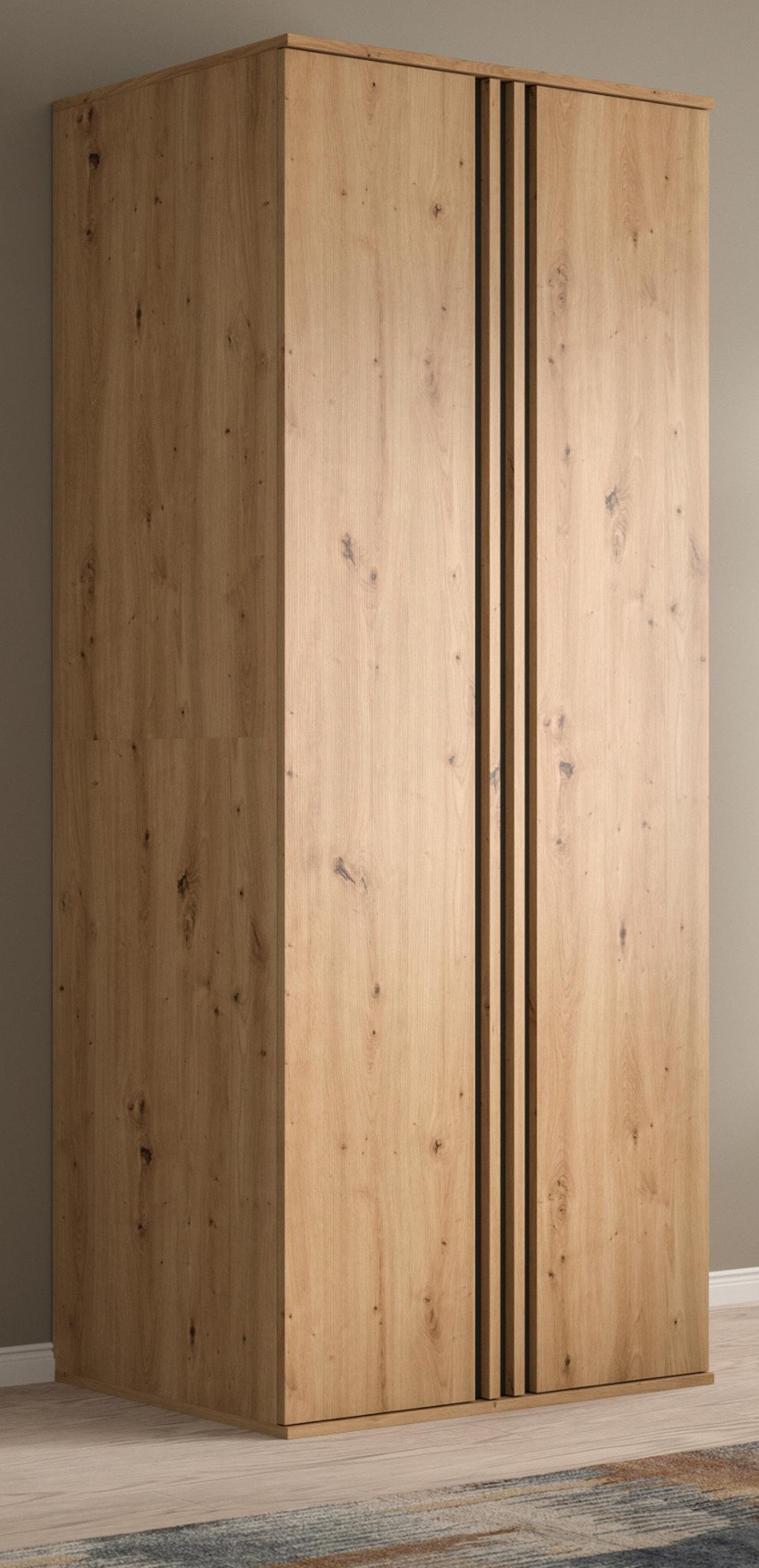 KLEIDERSCHRANK Eiche Artisan, grau 80 x 192 cm, Drehtürenschrank 2-türig - Anthrazit/Eiche Artisan, Holzwerkstoff (80/192/56cm) - Inn.Furn