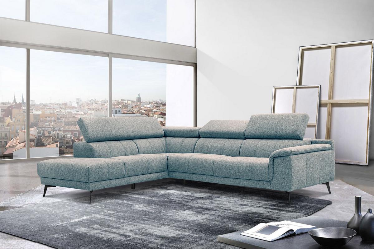 ECKSOFA FIERO 5-Sitzer, mintgrün - Schwarz/Mintgrün, Holzwerkstoff/Textil (158/269cm) - Wozimo