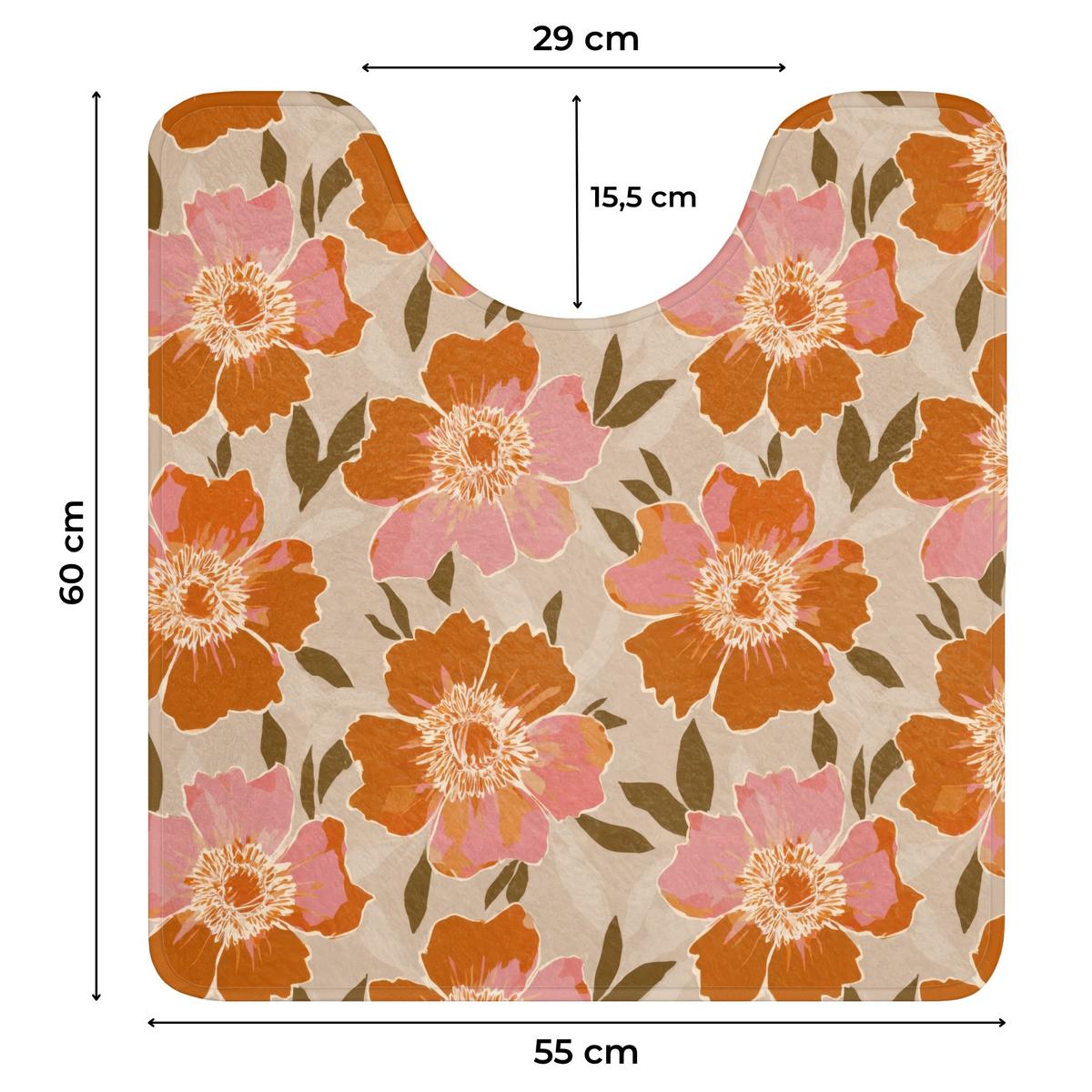 WC-VORLEGER Blumen - Motiv - Retro Toilettenvorleger 55x60 cm - Multicolor, Textil (55/1cm) - OnlyWow