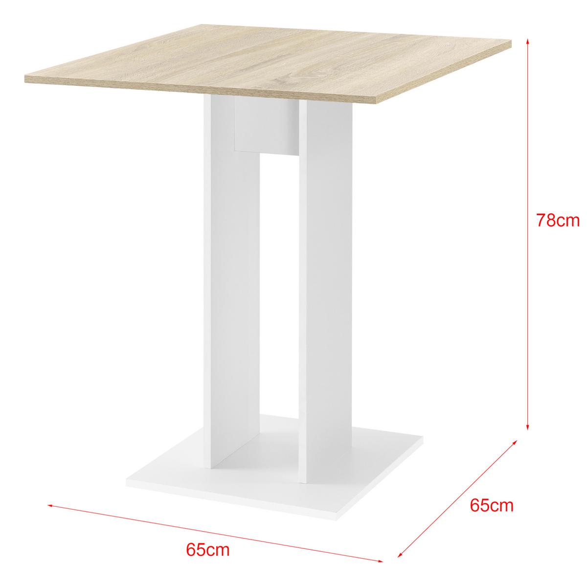 KÜCHENTISCH Lindesnes - Eichefarben/Weiß, Holzwerkstoff (65/65/78cm) - [en.casa]