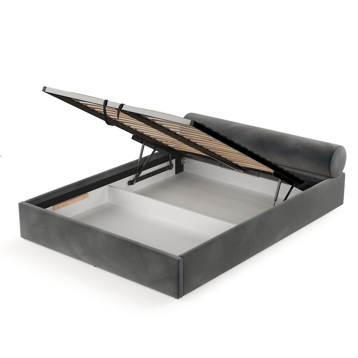POLSTERBETT Solvo mit Stauraum 180/200 cm Anthrazit im Paros Stoff - Anthrazit/Schwarz, Holz/Holzwerkstoff (180/200cm) - AltaBeds