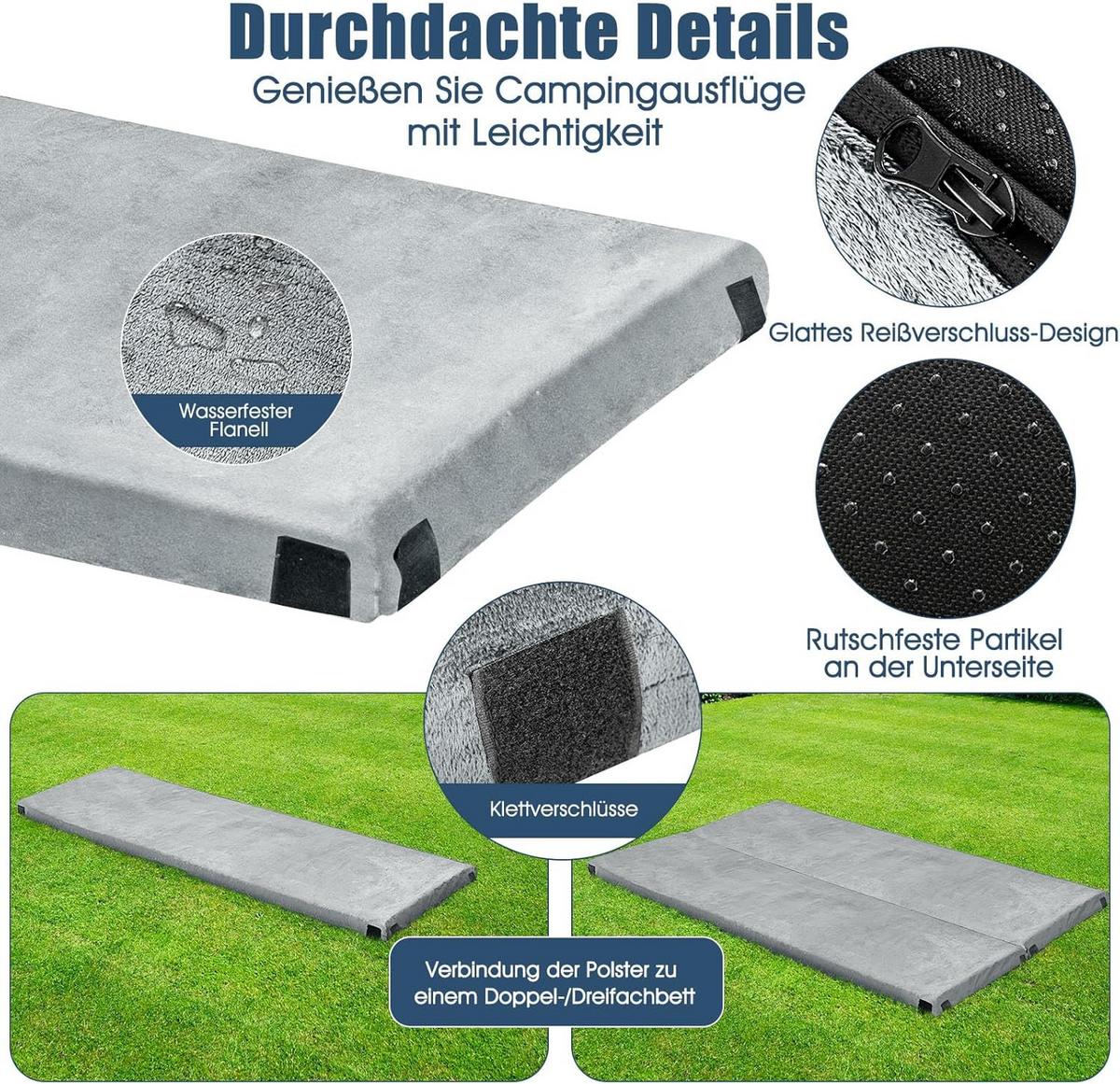 CAMPING MATTRESS Grau - Grau, Textil - COSTWAY