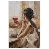 POSTER Ölgemälde - Frau - Wein Room Decor 20x30 cm - Hellbraun, Papier (20/30/0.1cm) - MuchoWow