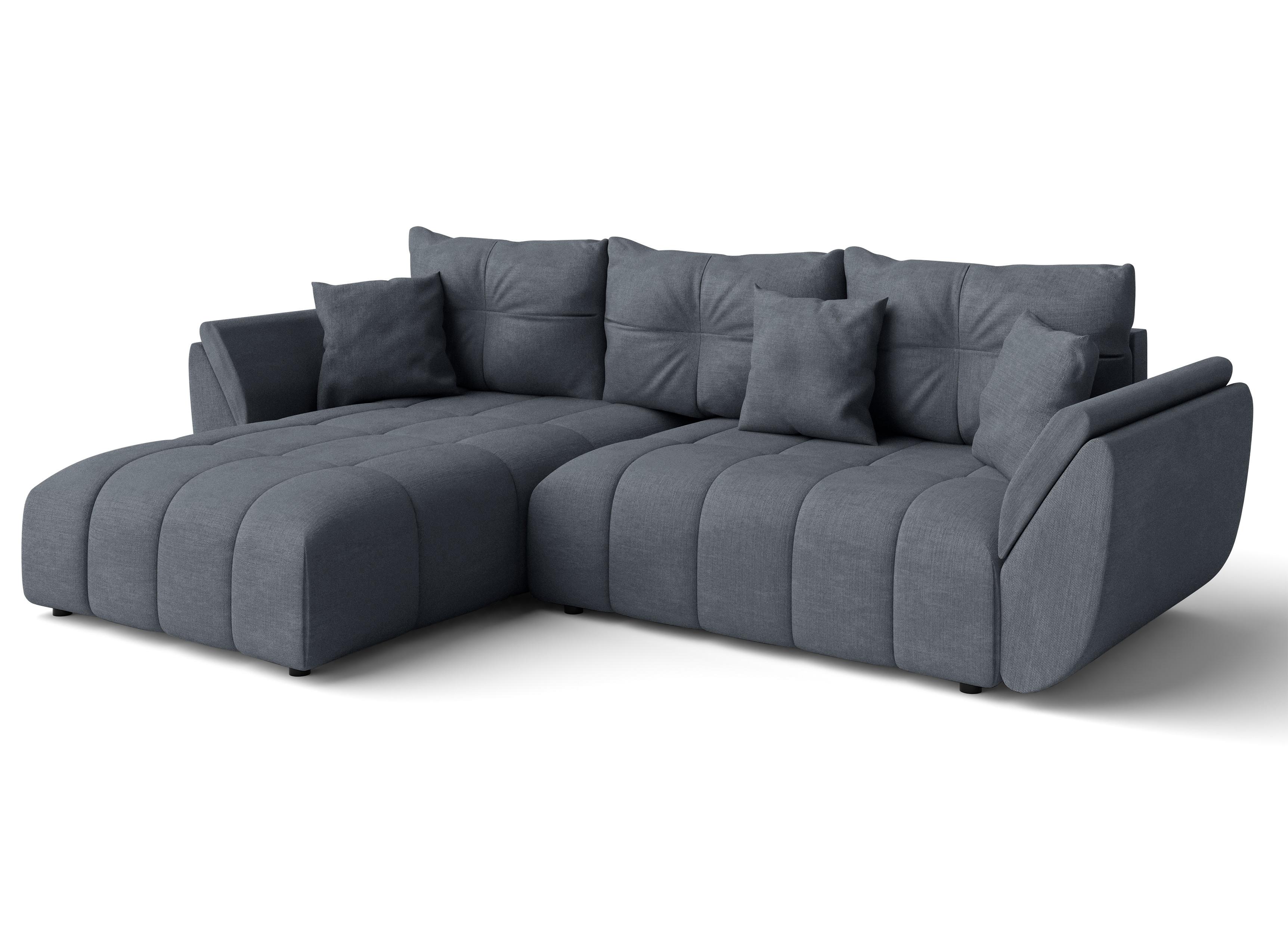 ECKSOFA L Form Verciani Grau 280/190/91 cm mit Schlaffunktion - Schwarz/Grau, Kunststoff/Textil (280/190cm) - AX Living