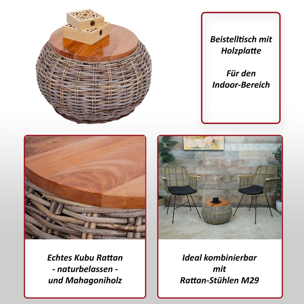 BEISTELLTISCH rund Braun - Braun, Holz (49/49/33cm) - MCW