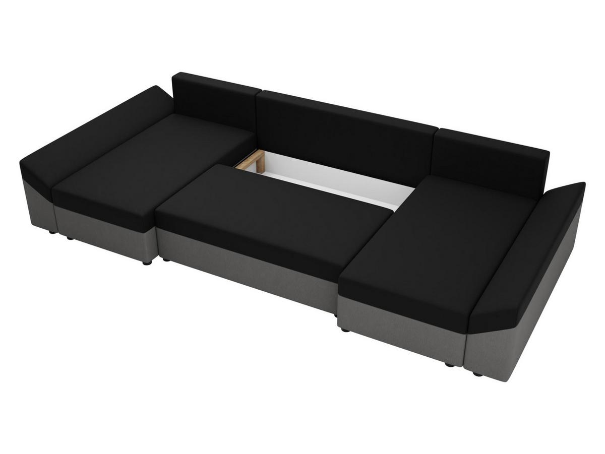 WOHNLANDSCHAFT Dante U Cord - Schwarz/Grau, Holz/Kunststoff (310/82/140cm) - MIRJAN24
