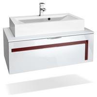 WASCHBECKENUNTERSCHRANK Aloha Absetzungen in Bordeaux Hochglanz - Bordeaux, Holzwerkstoff (96/36/51cm) - Vladon