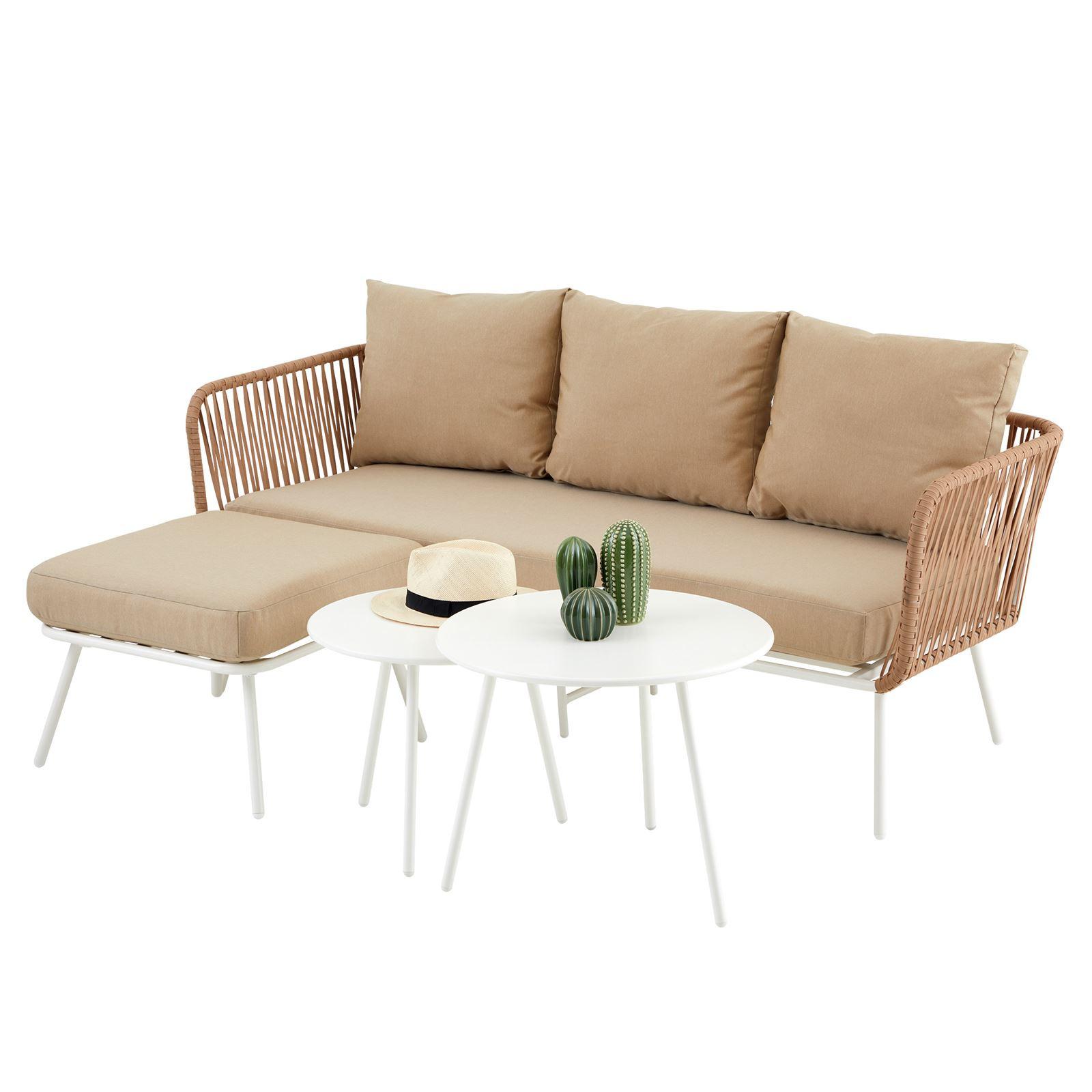 GARTENMÖBEL MYKONOS - Beige/Weiß, Metall - IDIMEX
