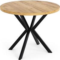 ESSTISCH Valeo runder ausziehbarer, Craft Eiche 100-180/100/76 cm - Eiche Wotan/Schwarz, Holzwerkstoff/Metall (180/100/76cm) - WFL GROUP