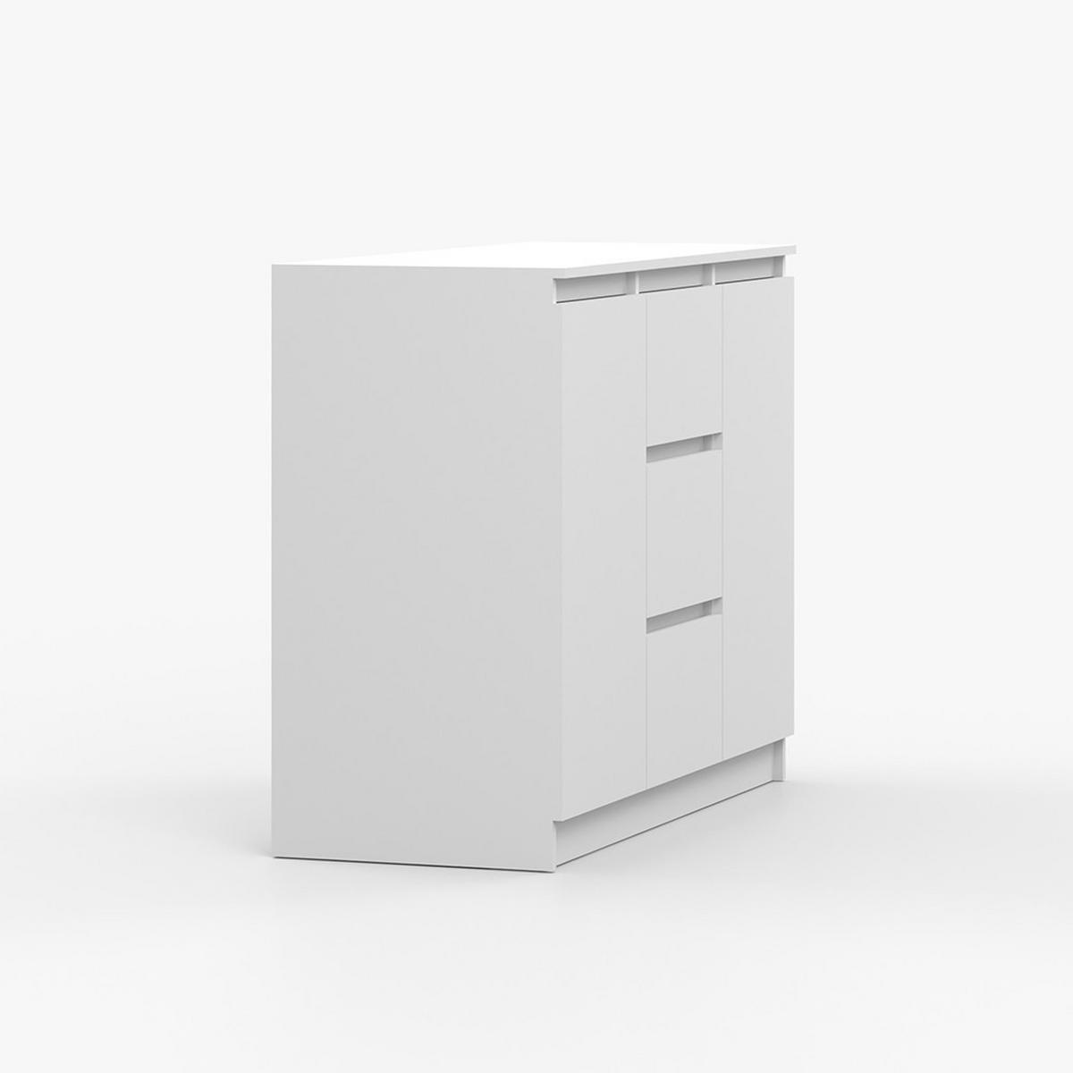 KOMMODE SOLO 2D3S, Schlafzimmer, Sideboard Anrichte 120 cm Weiß/Weiß, 2-türig, drei Schubladen, grifflos - Weiß, Holzwerkstoff (120/86/42cm) - imoebel24