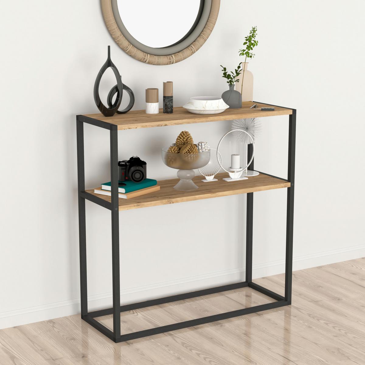 KONSOLENTISCH Hemsedal - Eichefarben, Holzwerkstoff (34/90/90cm) - [en.casa]
