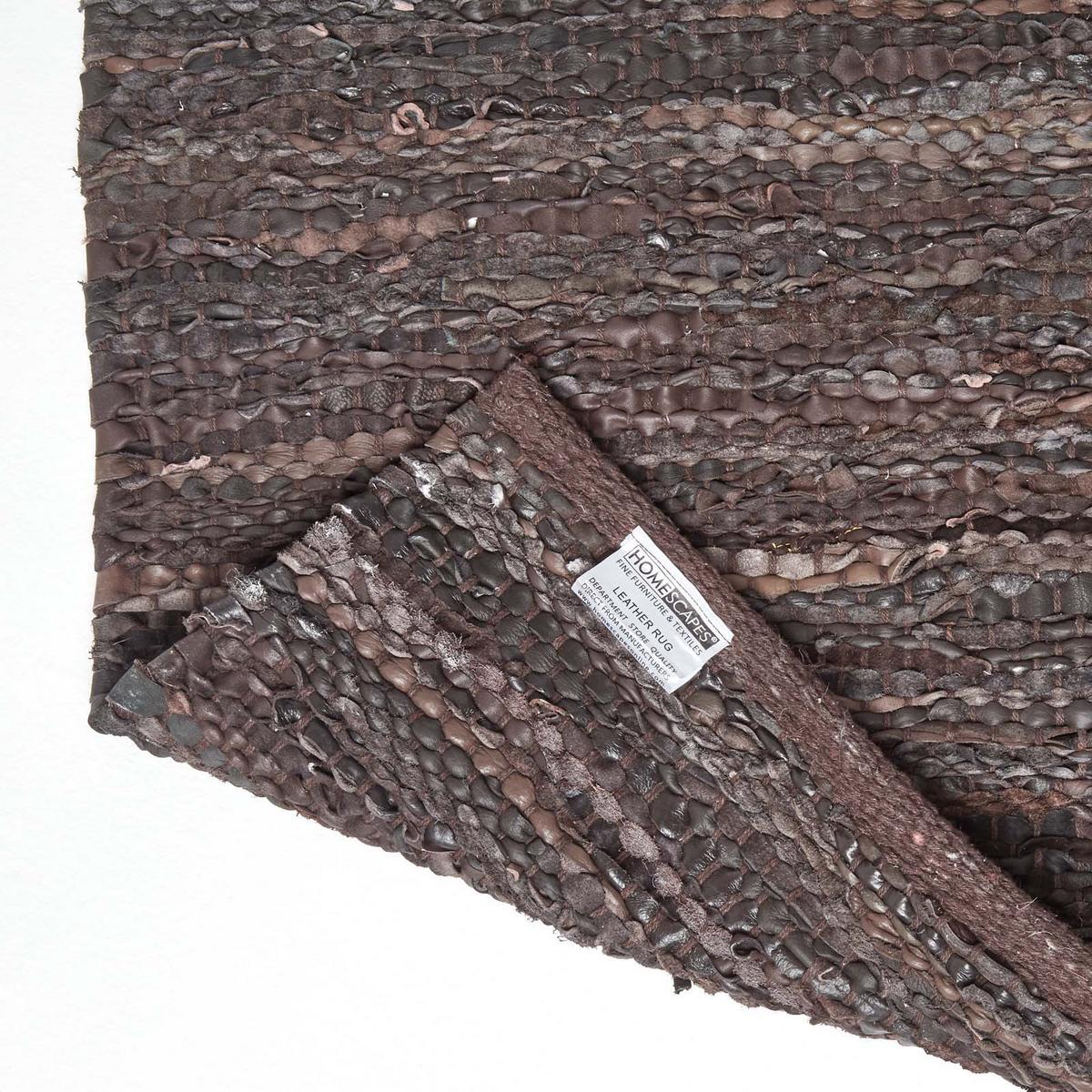 LEDER-TEPPICHLÄUFER Denver gewebt 66/200 cm - Braun, Leder (66/200cm) - Homescapes