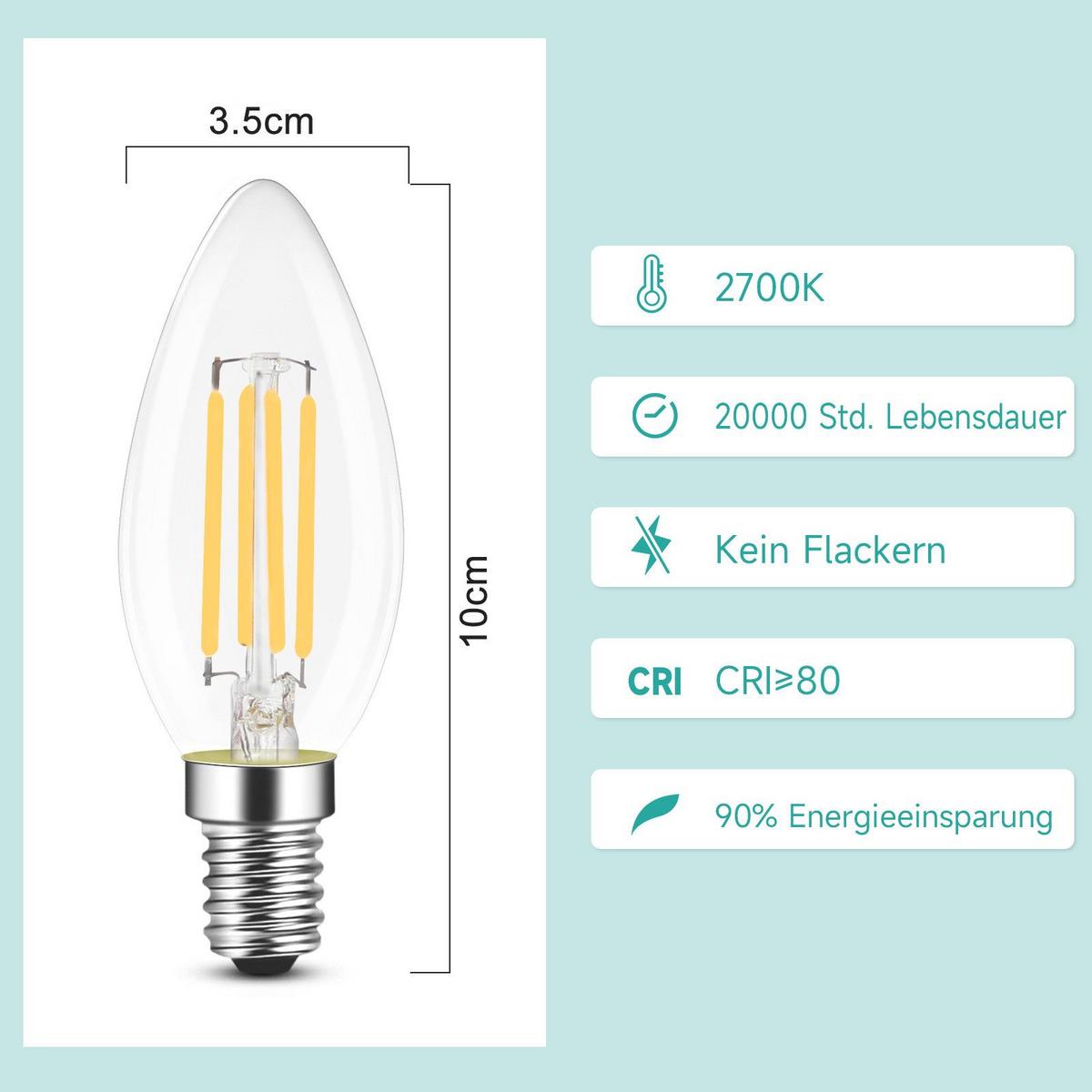 LED-LEUCHTMITTEL E14 4W(12er-set) - Transparent, Glas (3.5/10cm) - Nettlife
