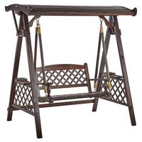 HOLLYWOODSCHAUKEL 2-Sitzer Dunkler Holzfarbton Senarica - Dunkelbraun/Goldfarben, Holz (170/177/118cm) - Beliani