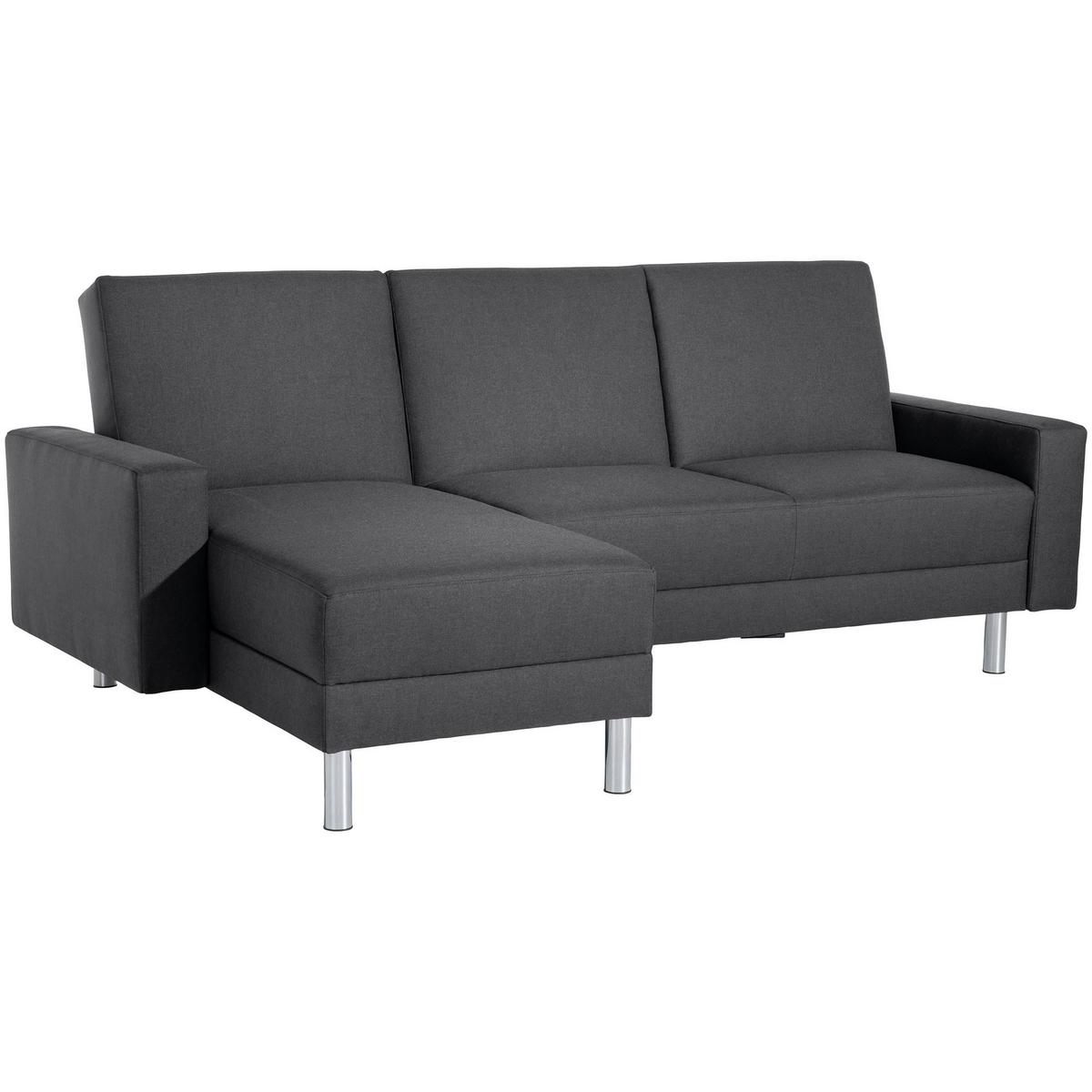 FUNKTIONSSOFA mit Hocker Katryna Flachgewebe graphit - Graphitfarben, Kunststoff (144/92/230cm) - 58aufmkessel