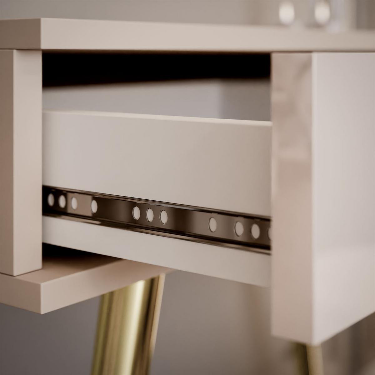 KONSOLE SIENNA KASCHMIR auf schrägen goldenen Beinen - Beige/Goldfarben, Holzwerkstoff (100/81/42cm) - Lookway