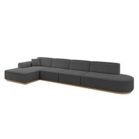 ECKSOFA Ottomane Links IREA-L3-v2 - 412x165x80 cm Grau - Olivgrün, Holzwerkstoff/Textil (412/165cm) - ALTDECOR