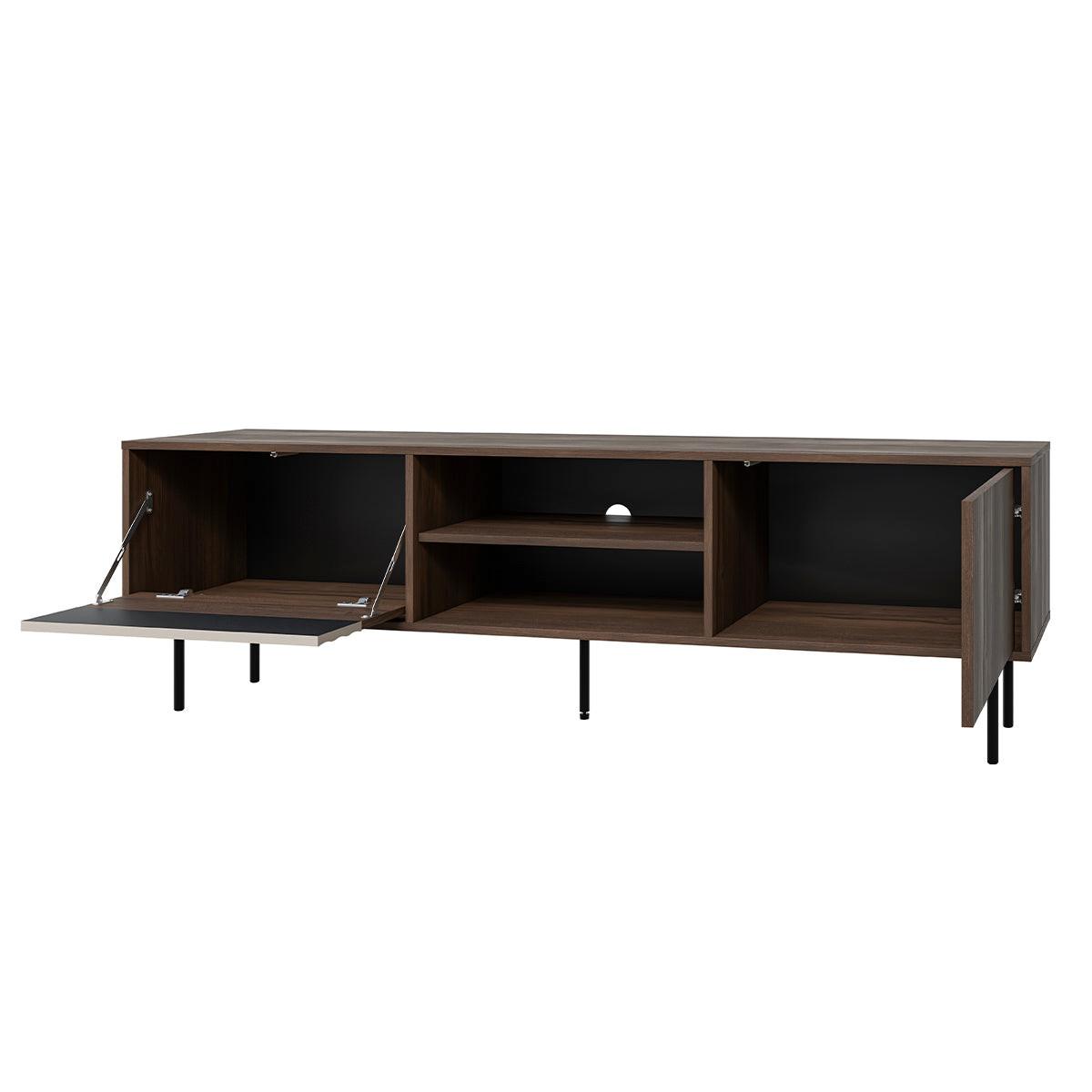 TV-MÖBEL Astra Dunkles Holz und Kaschmir - Beige, Holzwerkstoff (180/55/40cm) - Petits-meubles