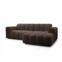 ECKSOFA TISI Braun Strukturstoff - Braun, Holz (274/165cm) - MASSENO