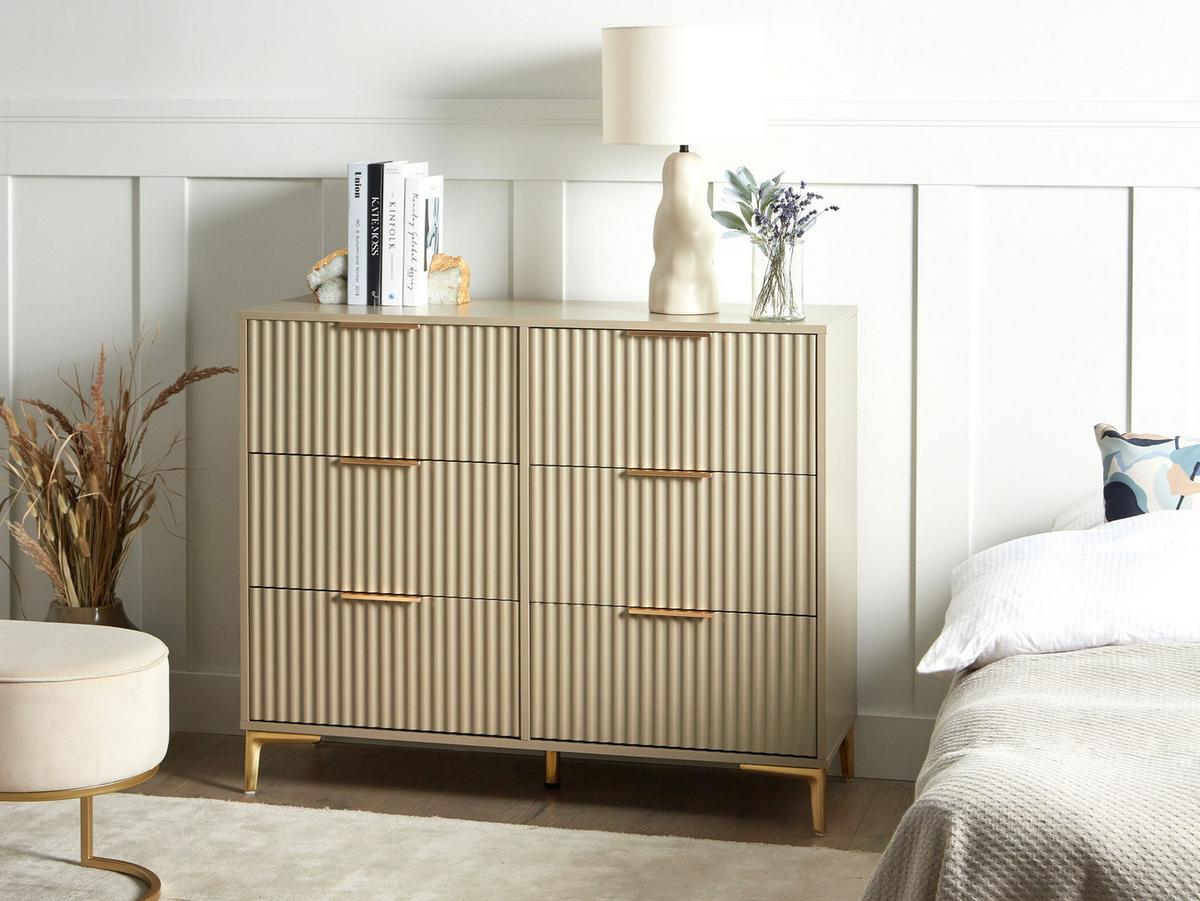 KOMMODE mit 6 Schubladen Beige Walcott - Beige, Holzwerkstoff (108/89/40cm) - Beliani