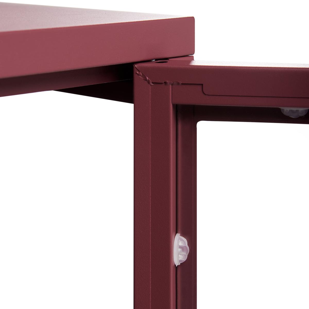 SIDEBOARD mit Glastüren Metall 115 cm Dunkelrot Newport - Dunkelrot, Metall (115/64/35cm) - Beliani