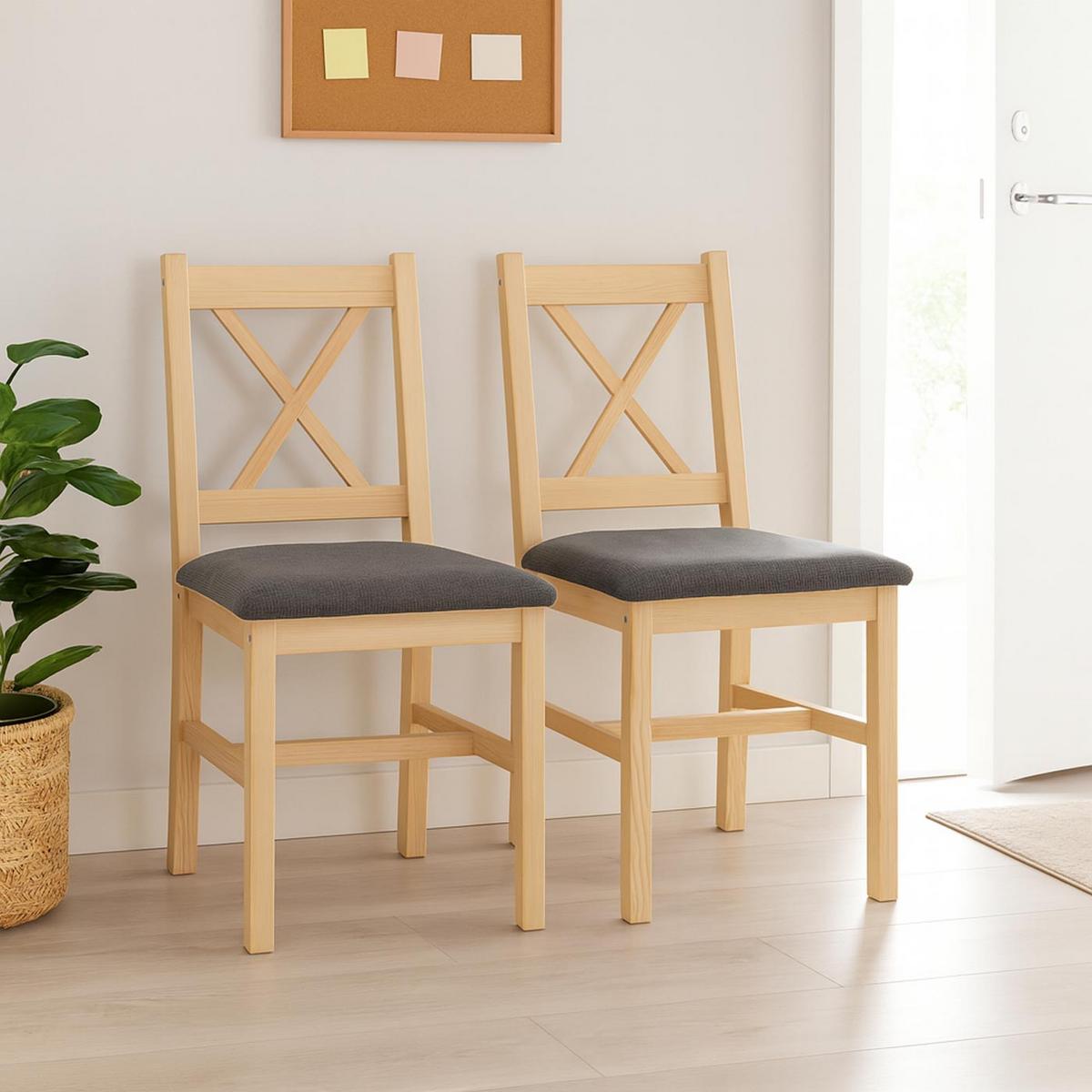 ESSZIMMERSTUHL Braun, Grau 2er-Set - Braun/Grau, Holz (43/85/44cm) - MCW