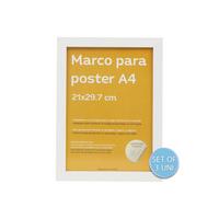 RAHMEN Set mit 3 aus MDF und Acrylglas Schutz und Aussteller für Fotografien, Bilder, Poster, Gemälde, Dekoration für Haus Farbe Weiß A4 - Weiß, Holz (21/3cm) - Nacnic