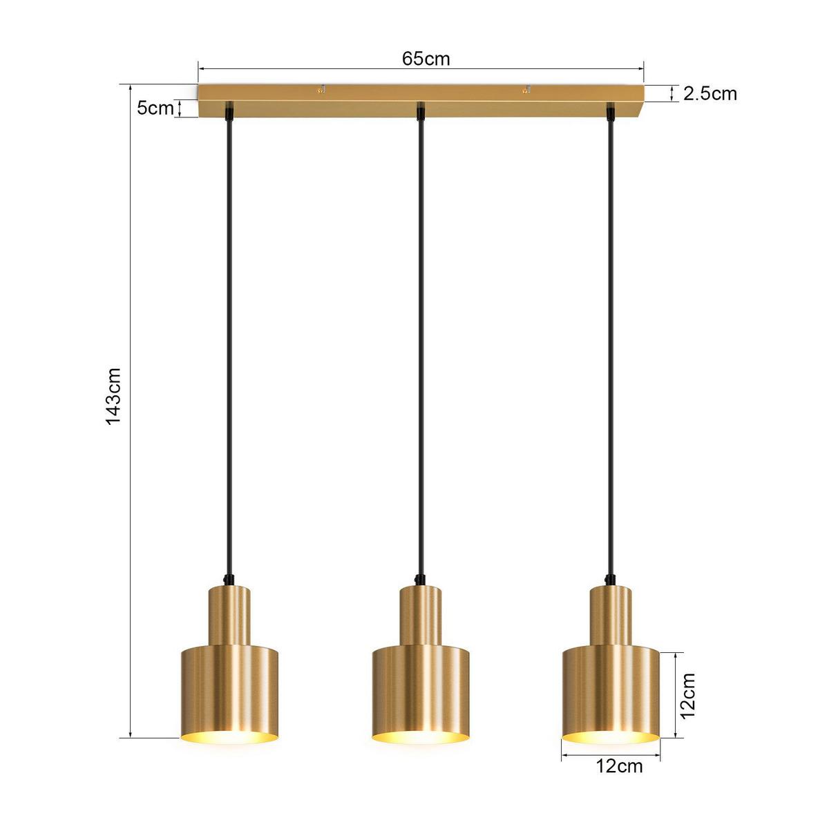 HÄNGELEUCHTE Dravf 65/12/143 cm - Goldfarben, Metall (65/12/143cm) - ZMH