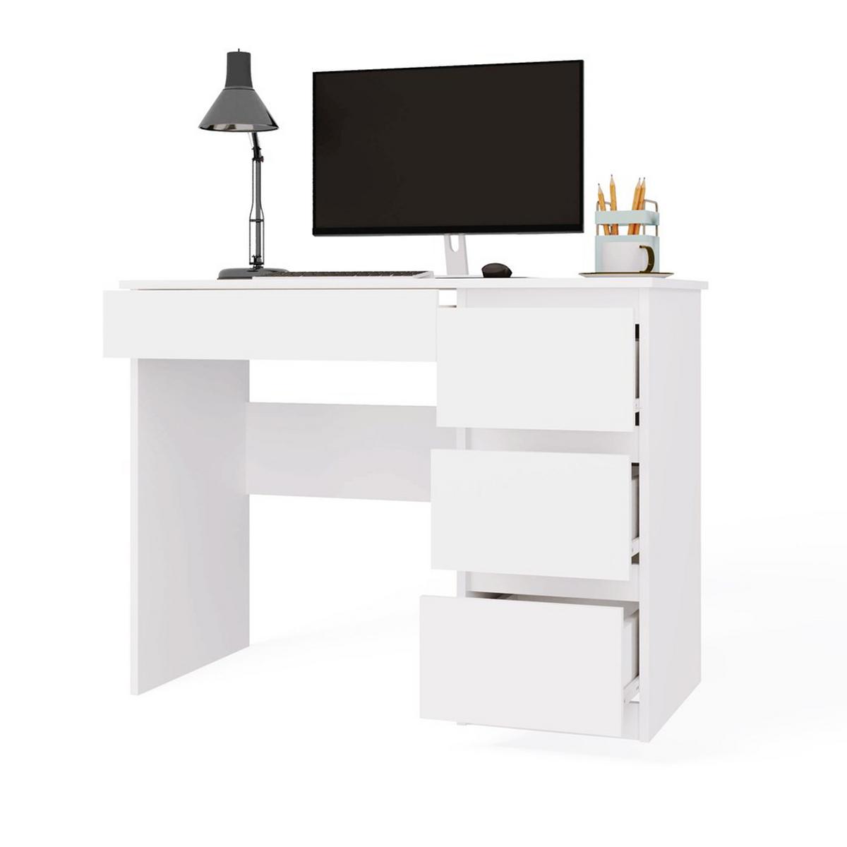 SCHREIBTISCH Weiß 98/76/51 - Weiß, Holzwerkstoff (124/85/76cm) - RAUMHIRSCH FURNITURE