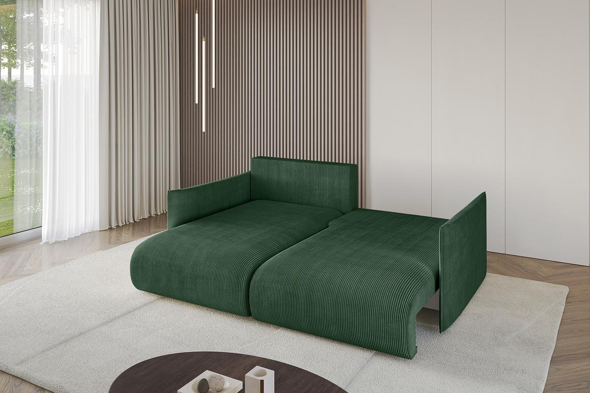 ECKSOFA Ottomane links ONESK-L 216x177x72 Grün Cord - Grün, Holzwerkstoff/Kunststoff (216/177cm) - ALTDECOR