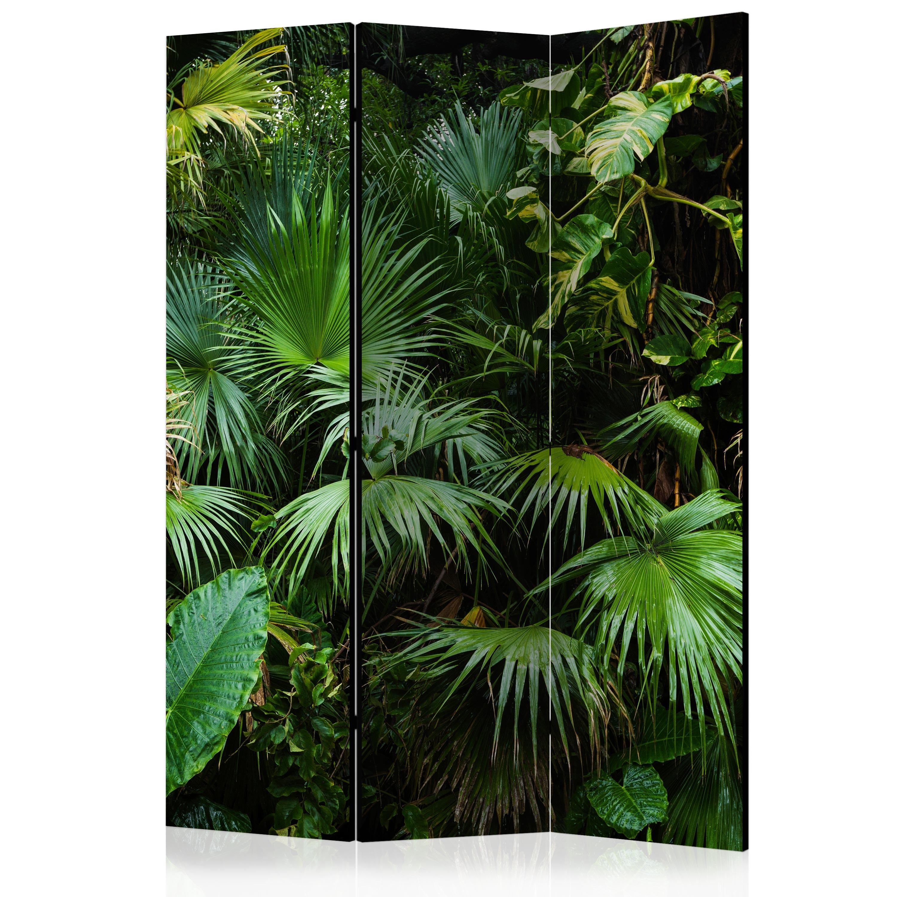 PARAVENT Akustik 3-tlg 135x172 cm Tropische Bl tter - Grün, Holz/Textil (135/172/3cm) - Muralo