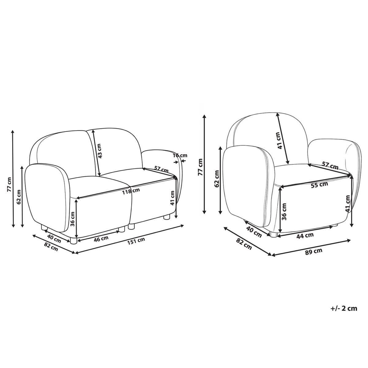 SOFA-SET 3-Sitzer Stoff Braun Jule - Schwarz/Braun, Textil (151/77/82cm) - Beliani