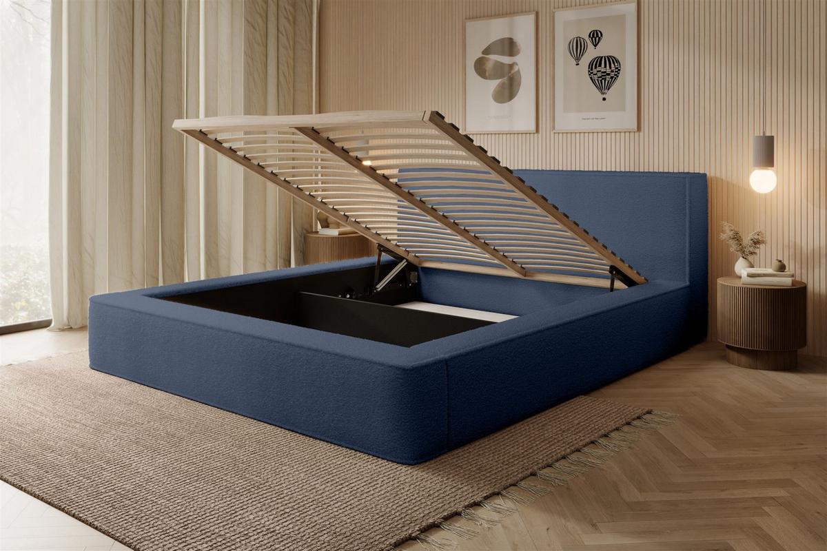 POLSTERBETT Omaha In Euphoria - Blau, Holzwerkstoff/Textil (160/200cm) - Fun Möbel