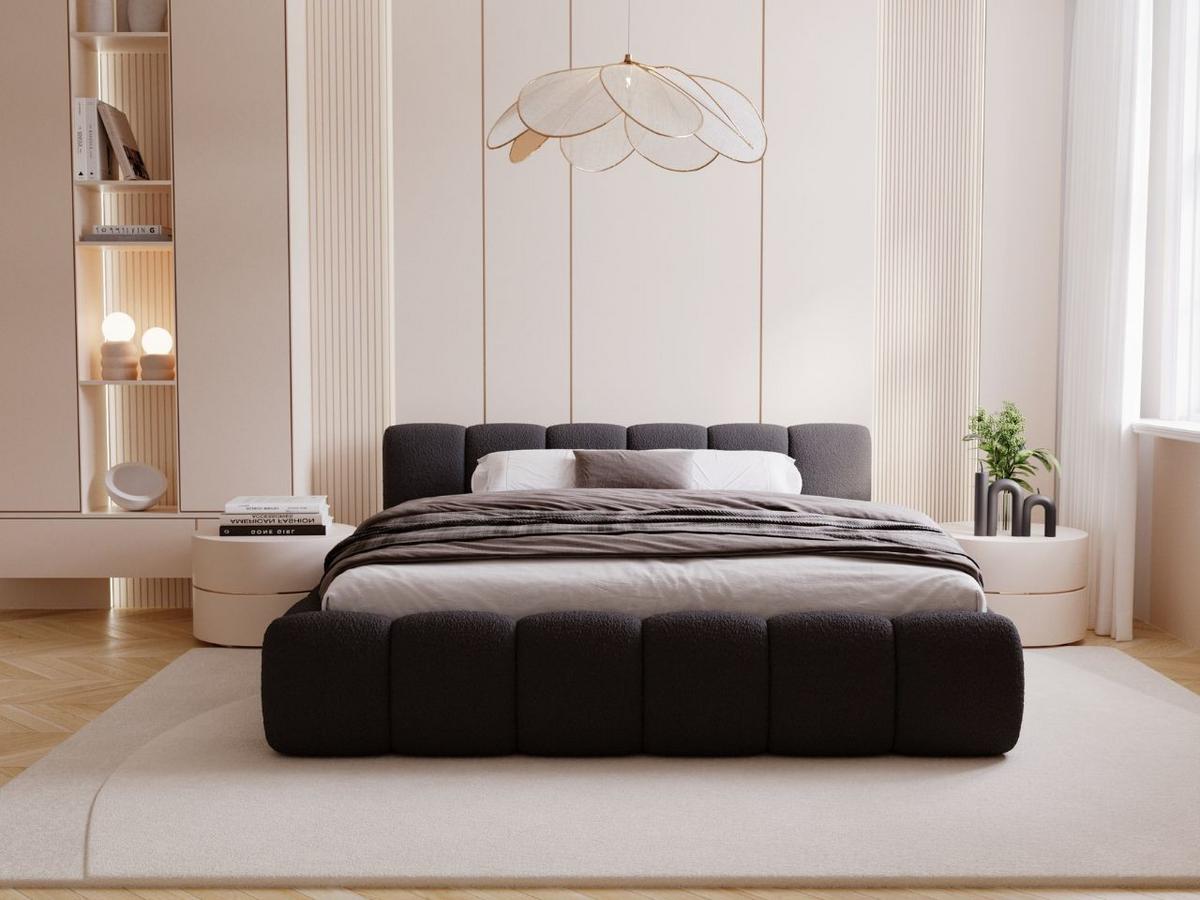 POLSTERBETT Cloud Low 160x200 Bouclé-Stoff Schwarz - Schwarz, Textil (160/200cm) - Graingold