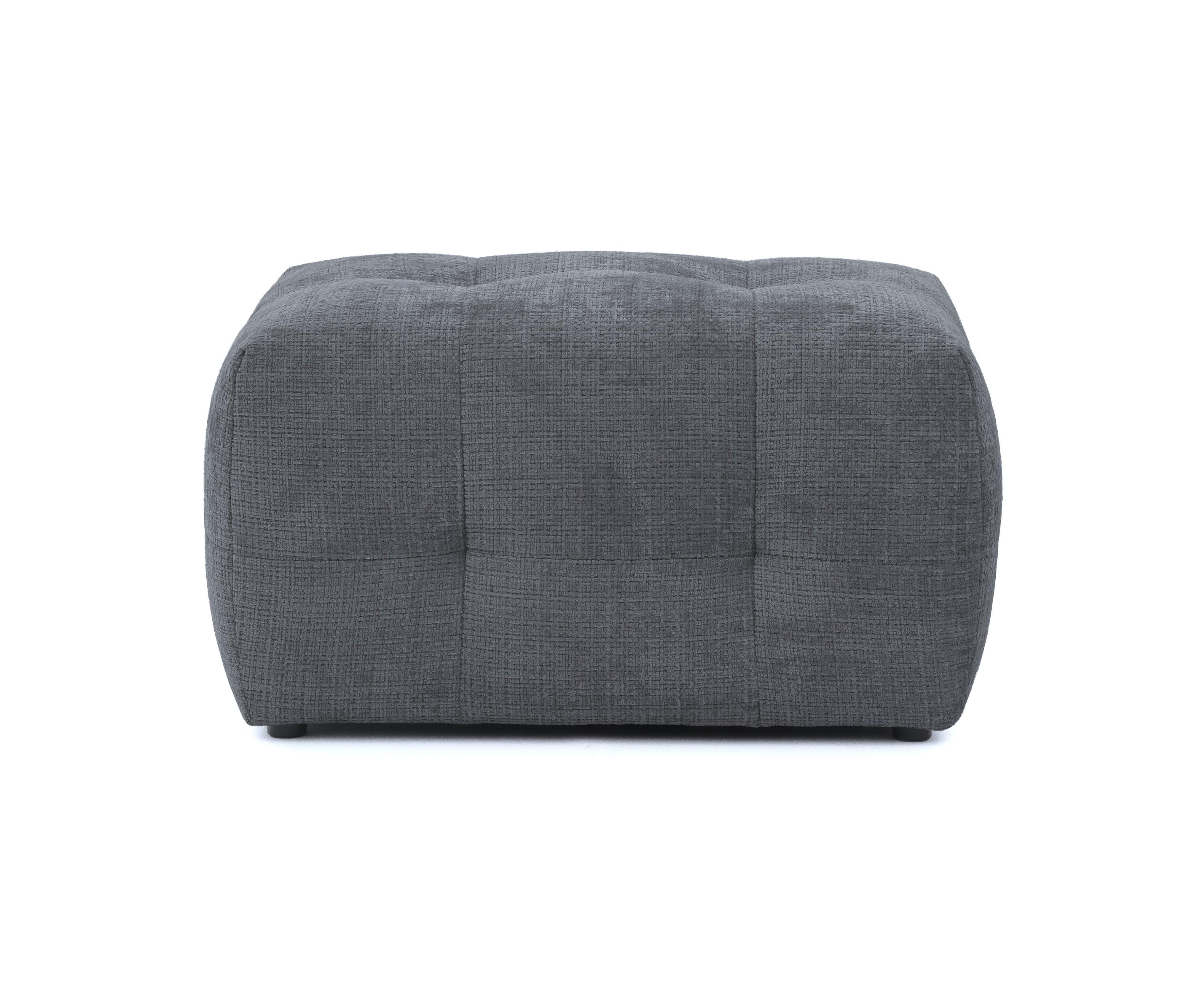 POLSTERHOCKER mit raffinierten Steppungen, zu passendem Sofa, Wellenunterfederung, Chenille-Bezug Grau / 21058 - Schwarz/Grau, Kunststoff/Textil (87/46/68cm) - luma-home