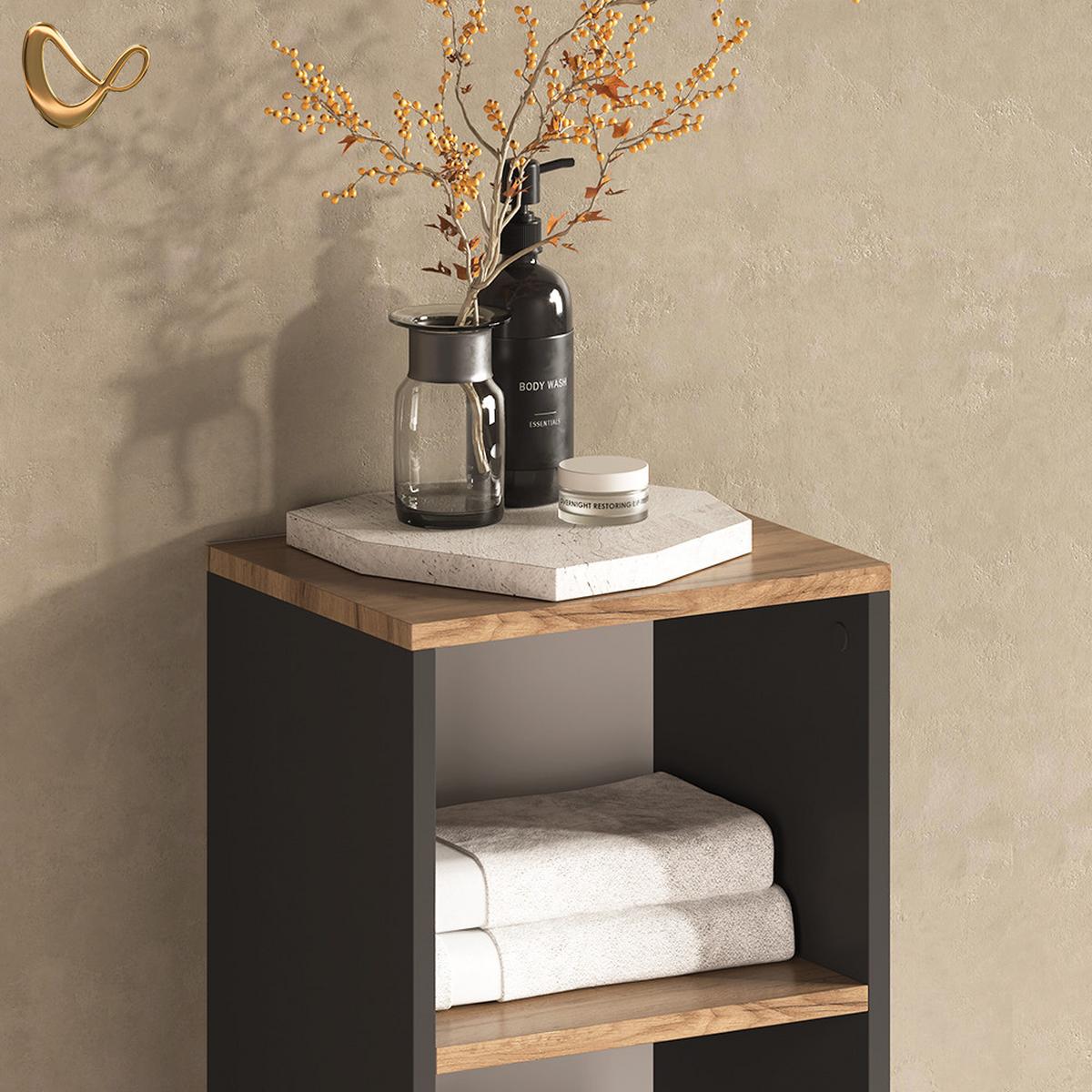 BADMÖBEL-SET Amalfi Anthrazit/Goldkraft Eiche 2 Teile - Honigeiche/Anthrazit, Holzwerkstoff (33.8/108.2/26.3cm) - Livinity®