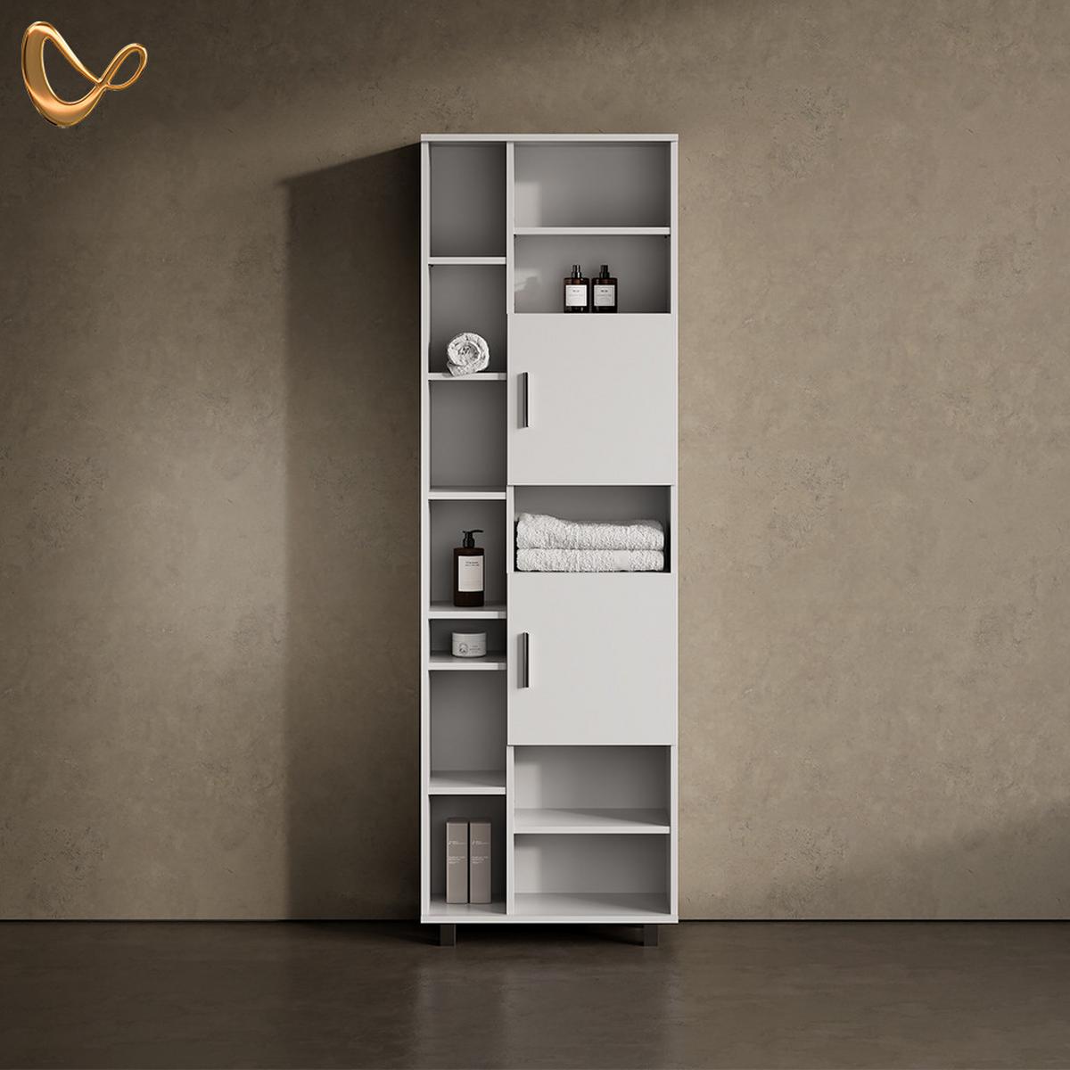 BADSCHRANK Eisak Weiß 60 x 190 cm - Weiß, Holzwerkstoff (60/190/30cm) - Livinity®