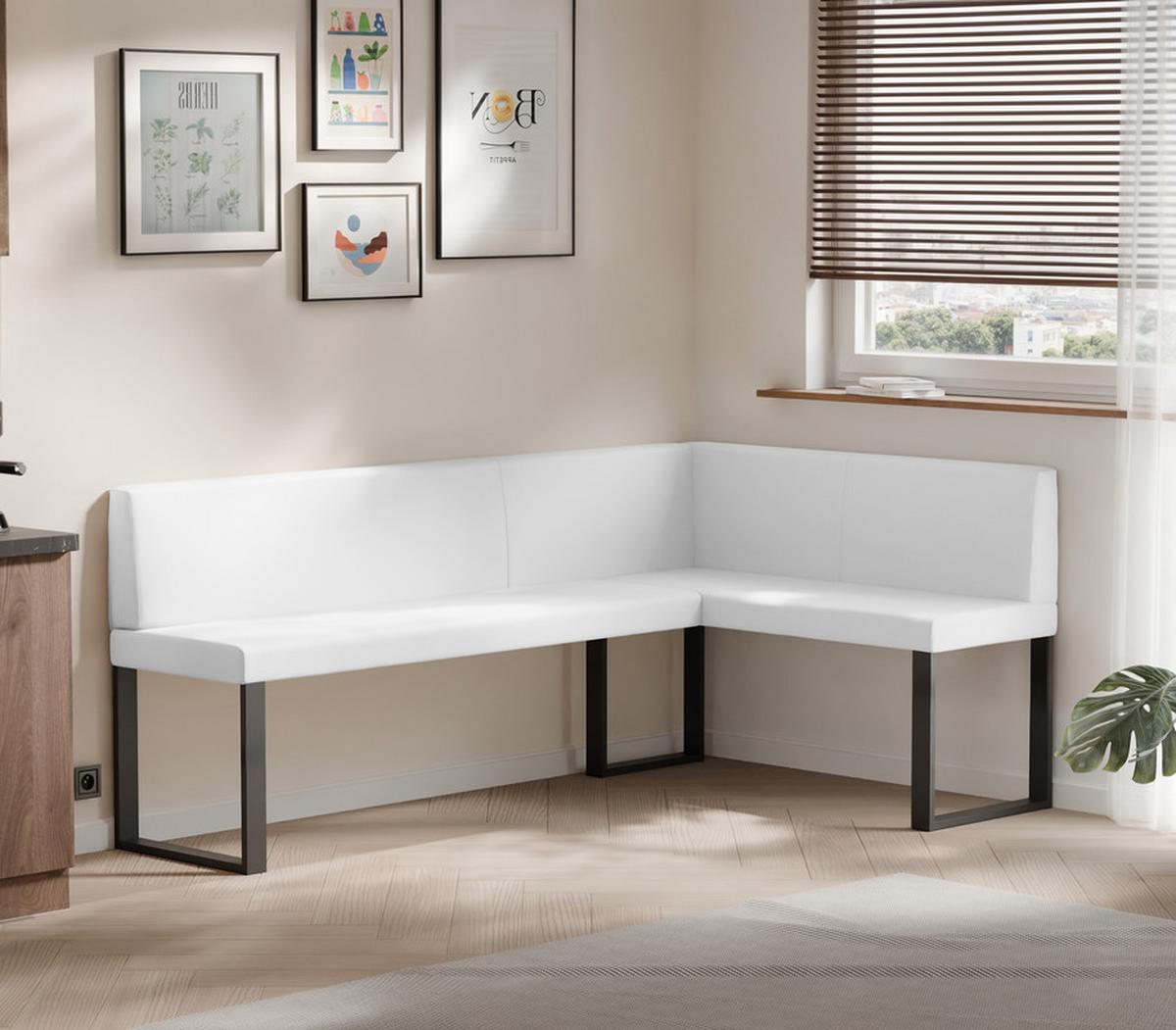 ECKBANK rechts SANA U Kunstleder glatt, 168/128 cm Weiß - Weiß, Kunststoff/Textil (128/168cm) - Idohome